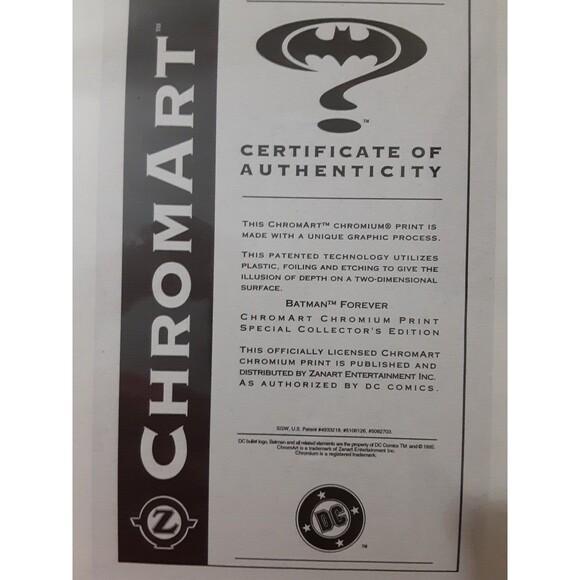 VTG NOS BATMAN FOREVER BATMOBILE CHROMART PRINT ZANART '95 DC RARE SEALED 14x11" - Picture 6 of 6